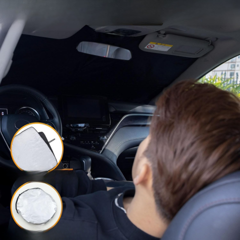 Αναδιπλούμενη ηλιοπροστασία για παρμπρίζ — Συμβατή με 2 και 4 πόρτες