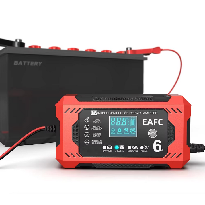 Intelligens Autós Akkumulátor Töltő 12V/24V - LCD Kijelző & Automatikus Védelem