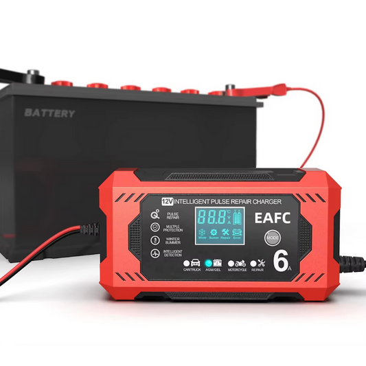Intelligent Bilbatteriladdare 12V/24V - LCD-display & Automatisk skydd
