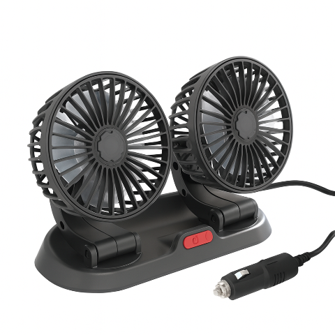 Automatisk vifte med to hoder - USB- eller sigarlighterstrømforsyning
