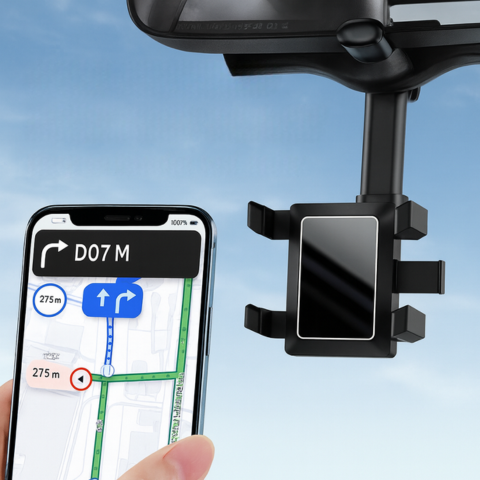 Auto-Telefonhalterung — Befestigung am Rückspiegel und verstellbar
