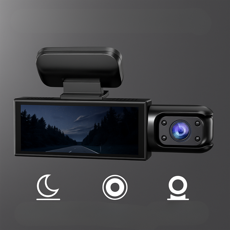 Dashcam Dobbel Full HD Bil - Nattvisjon + Innvendig Kamera