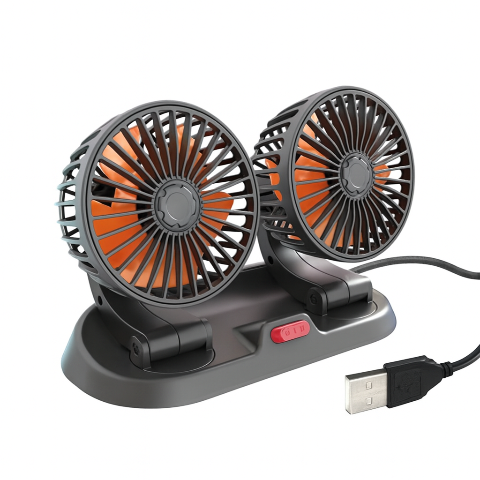 Dvouhlavý automatický ventilátor - napájení z USB nebo zapalovače doutníků