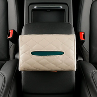 Caja de pañuelos coche de cuero PU – fijación para parasol o reposacabezas 