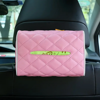 Caja de pañuelos coche de cuero PU – fijación para parasol o reposacabezas 