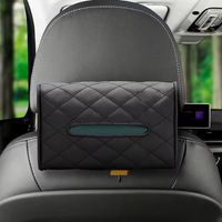 Caja de pañuelos coche de cuero PU – fijación para parasol o reposacabezas 