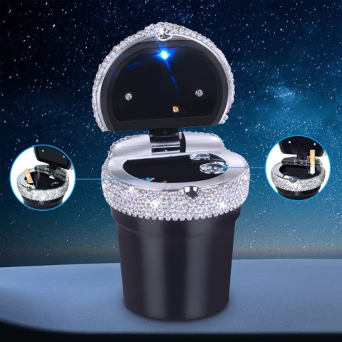 Mini posacenere da auto brillante - Design elegante e chiusura a prova di fumo