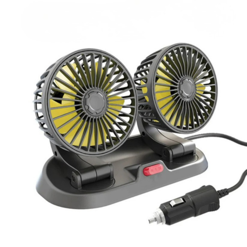 Dvouhlavý automatický ventilátor - napájení z USB nebo zapalovače doutníků