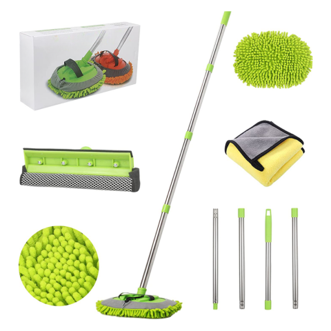 Kit de lavado de coche multifuncional — mango ajustable y paño suave 