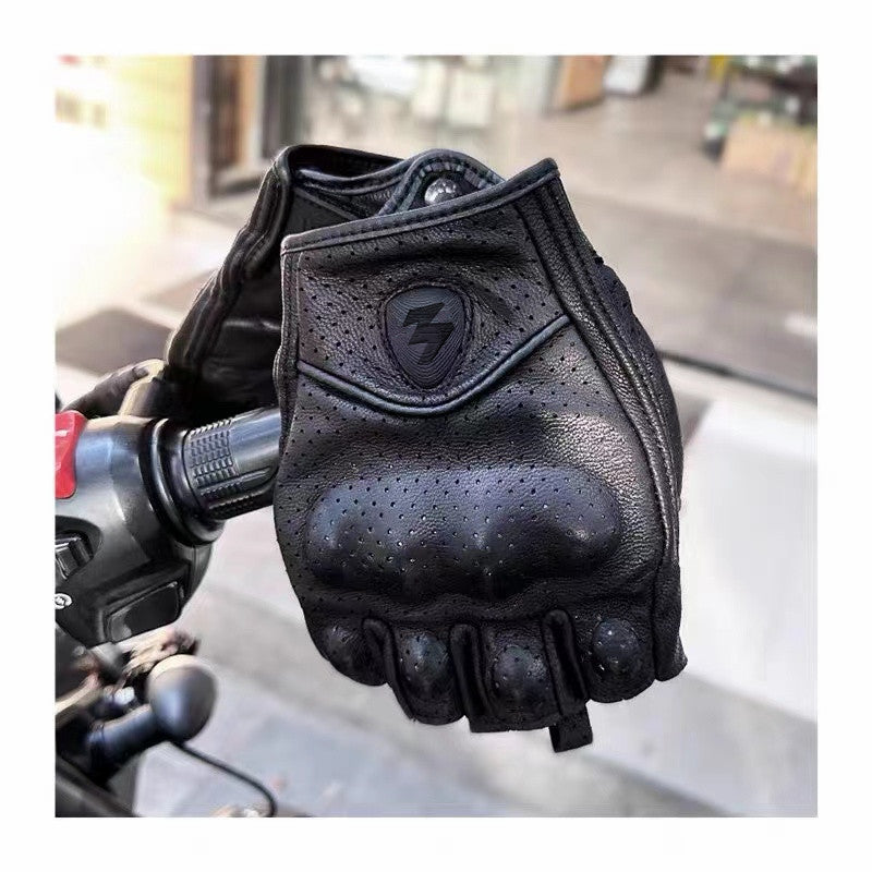 Half-finger leather gloves